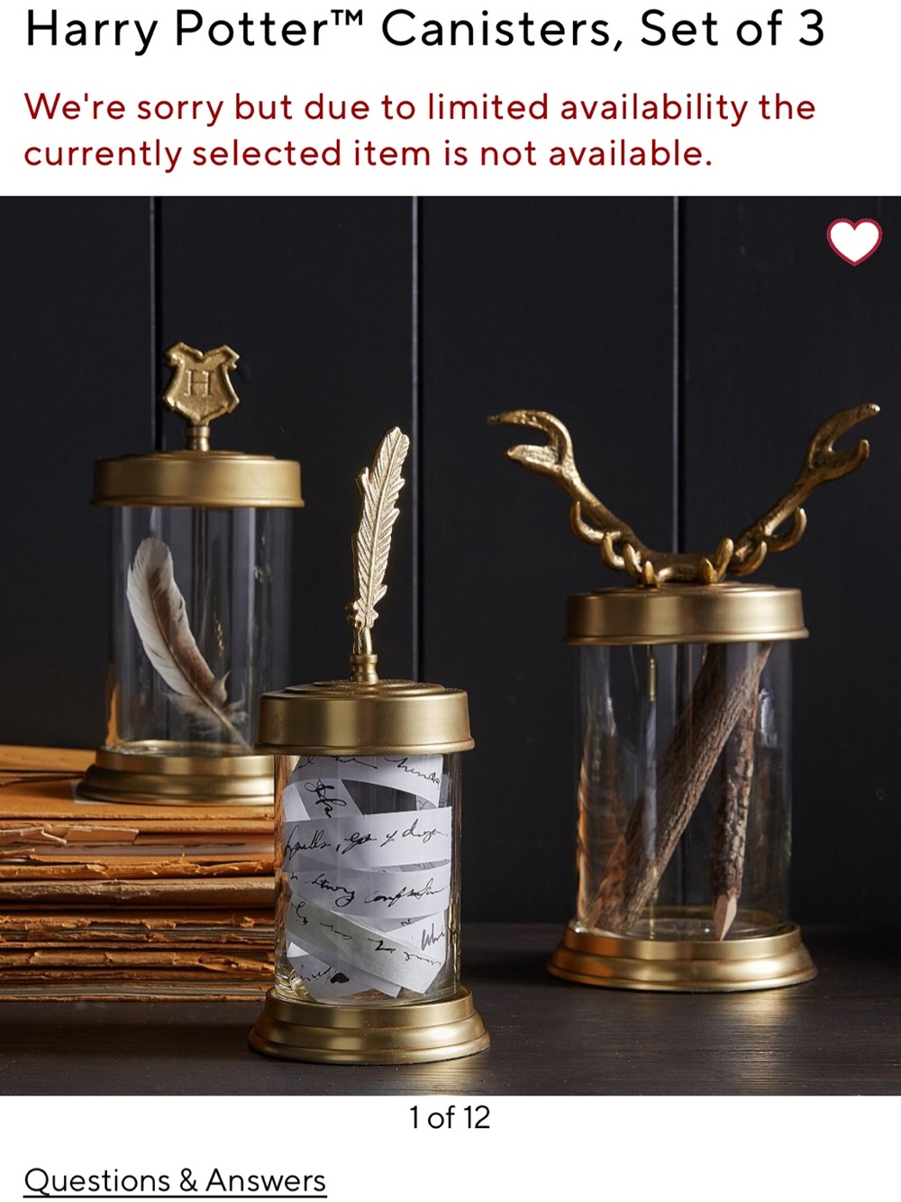 Pottery Barn Teen Harry Potter™ Gold and Clear Decorative Canister Set of 3